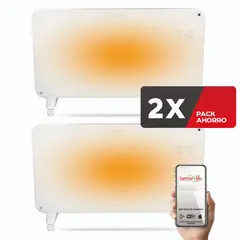 BETTERLIFE - Calefactor Eléctrico Mural De Cristal 2 UNIDADES 1000W WiFi