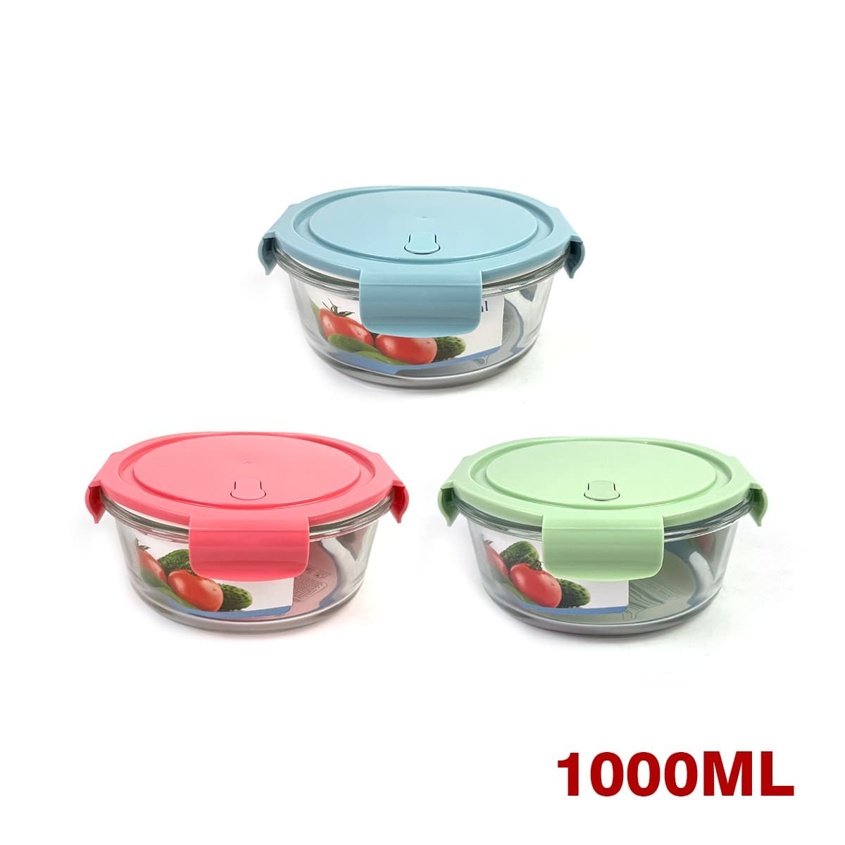 GENERICO - Contenedor Hermetico Vidrio Redondo Surtido 1000 Ml Cocina