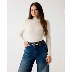 GUESS - Sweater Ls Mock Neck Julia Seamless Blanco