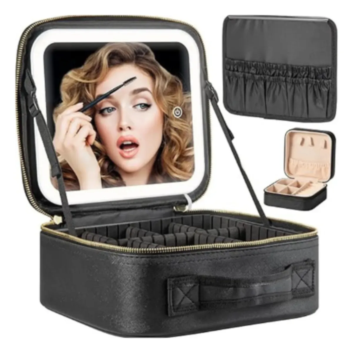 MOVI - Cosmetiquero con espejo luz led y organizador