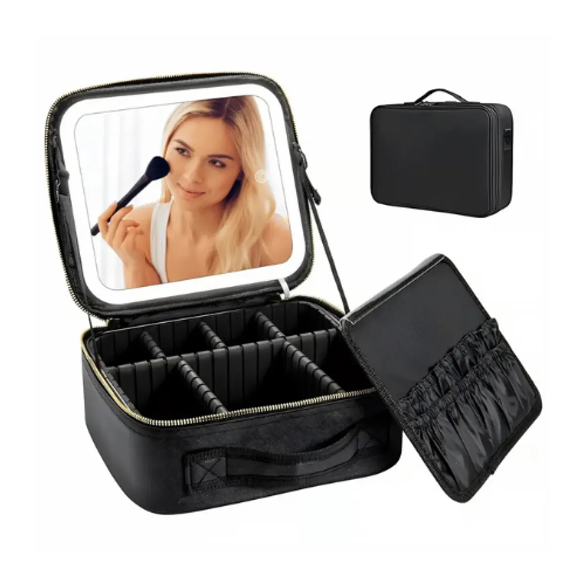 MOVI - Cosmetiquero con espejo luz led y organizador