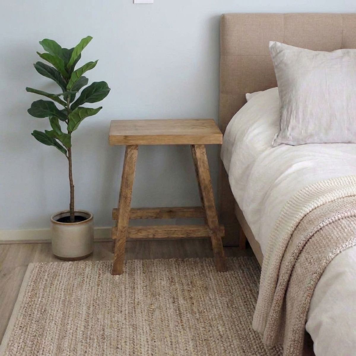 GENERICO - Mesa Lateral  Velador de Madera Natural  Diseño Versátil y Atempor