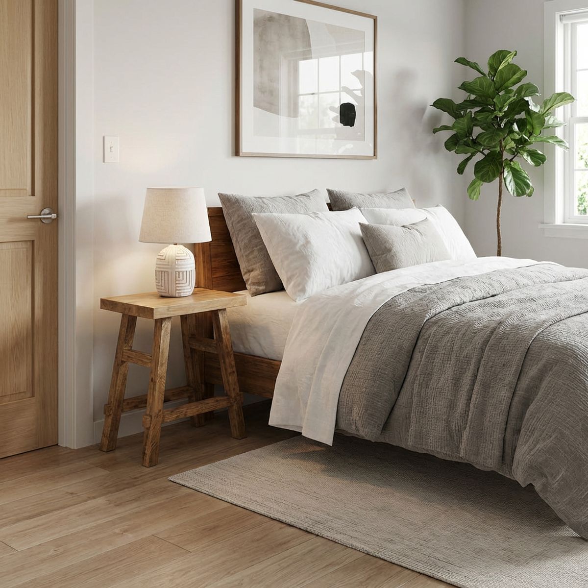 GENERICO - Mesa Lateral  Velador de Madera Natural  Diseño Versátil y Atempor