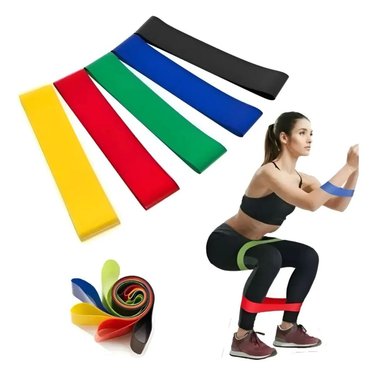GENERICO - Set 5 Bandas Elásticas Resistencia Ejercicio Entrenamiento