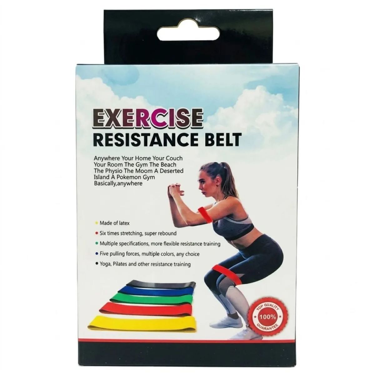 GENERICO - Set 5 Bandas Elásticas Resistencia Ejercicio Entrenamiento