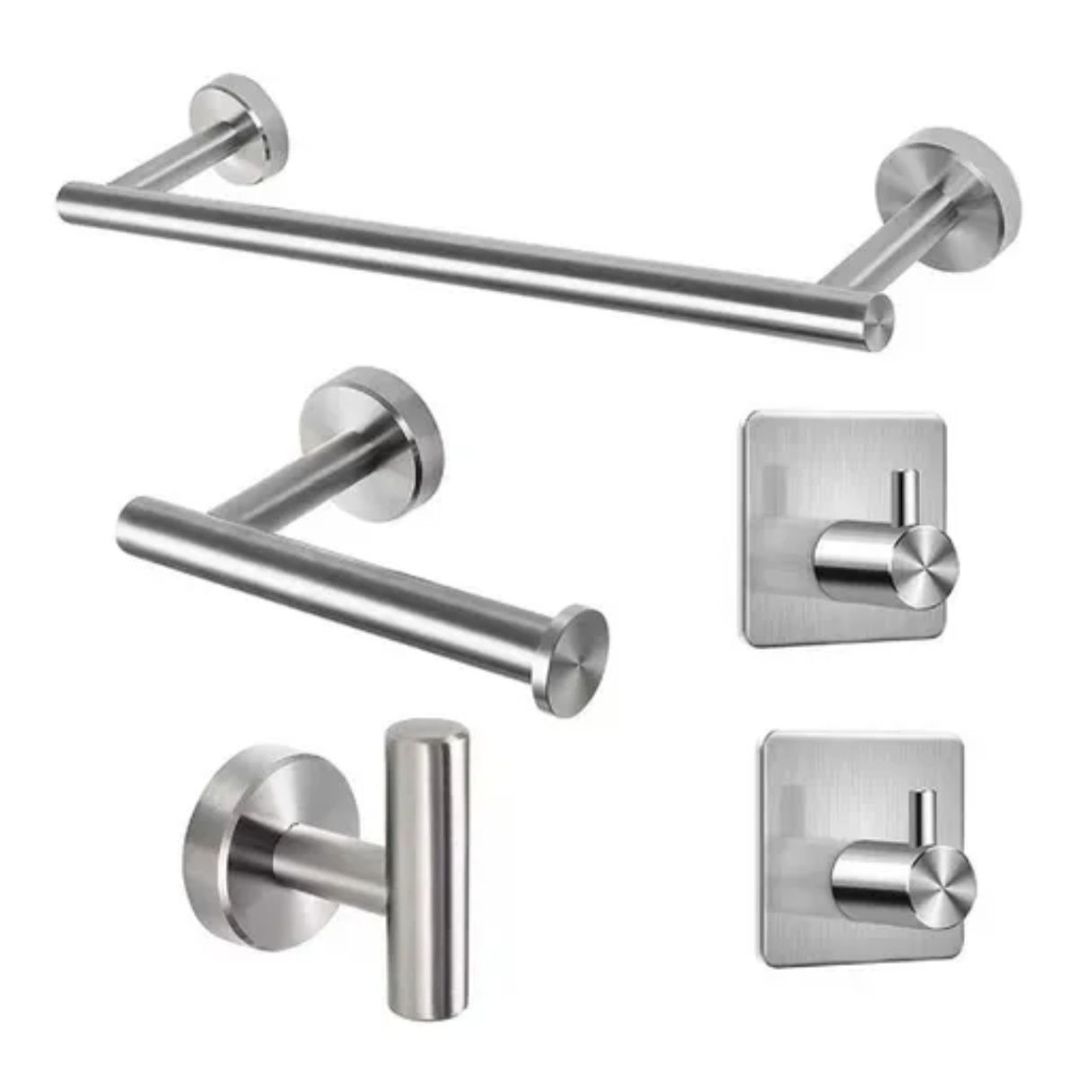 GENERICO - Set De 5 Accesorios De Baño Acero Inoxidable Plata