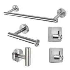 GENERICO - Set De 5 Accesorios De Baño Acero Inoxidable Plata