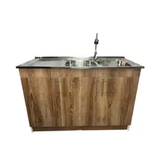 GENERICO - Kit Lavaplatos Con Mueble 120x50 Cafe Mdf Sec. Izquierdo