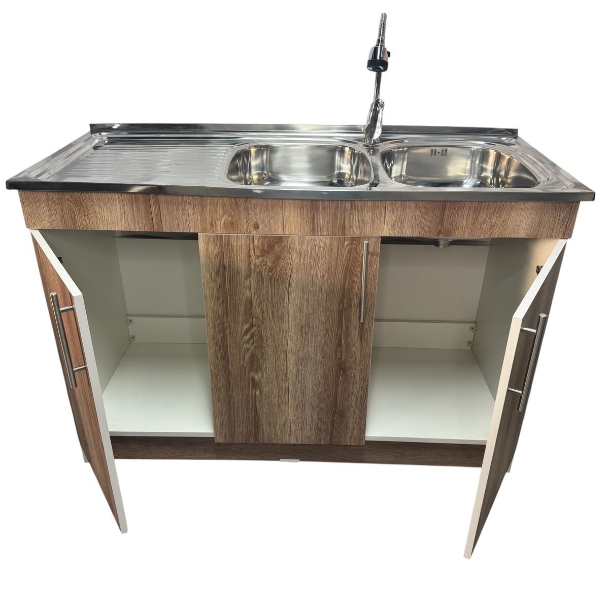 GENERICO - Kit Lavaplatos Con Mueble 120x50 Cafe Mdf Sec. Izquierdo