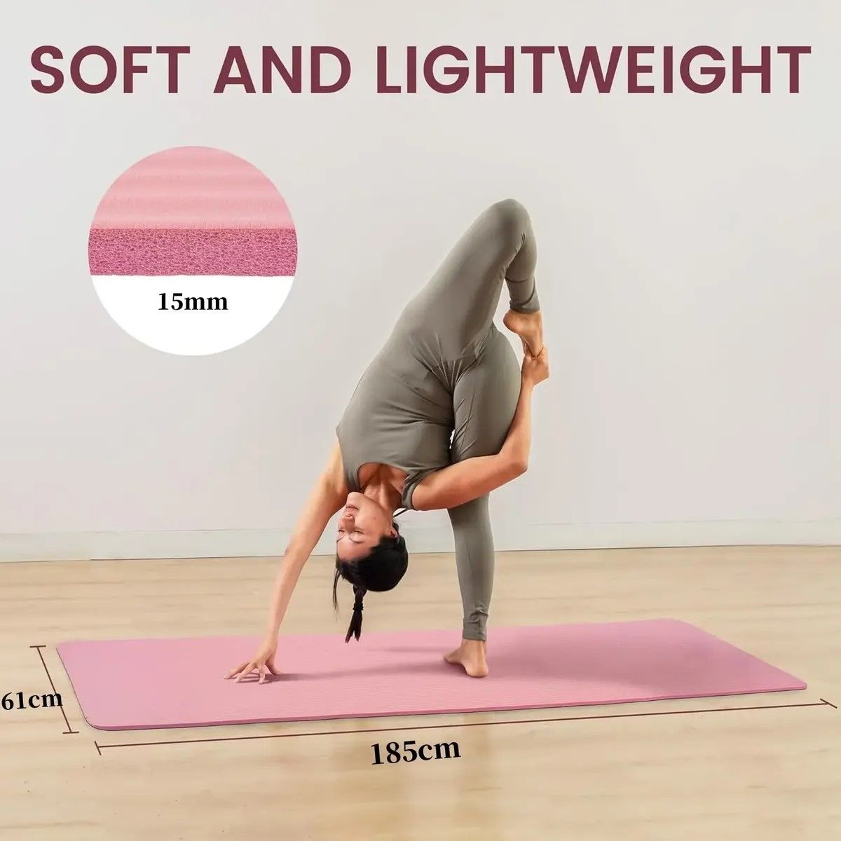 GENERICO - Mat Yoga Colchoneta Deporte 15mm + Correa + Bolso Transporte BELUG