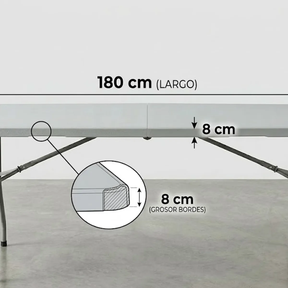 GENERICO - Mesa Plegable Rectangular de Alta Resistencia 180x73 cm