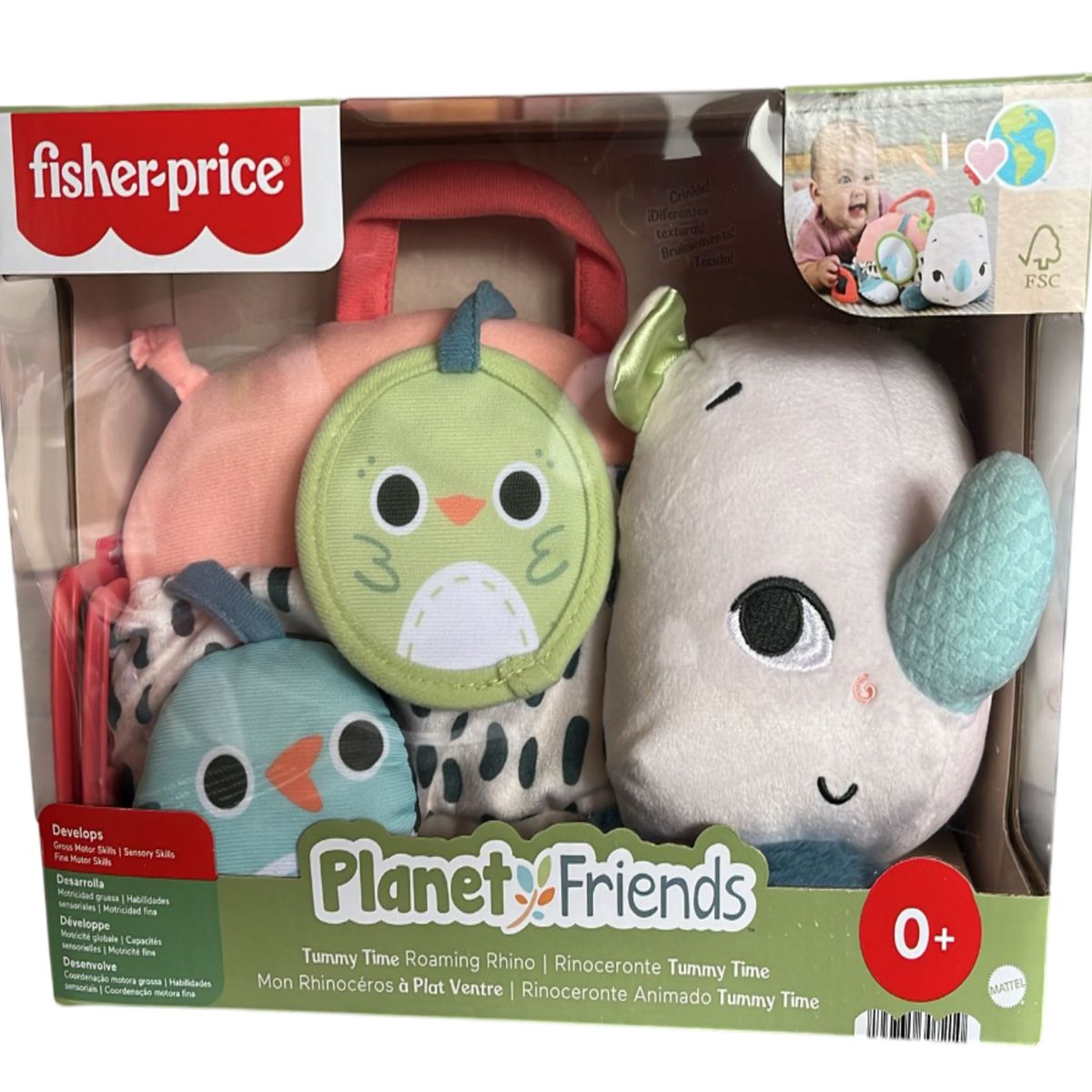 FISHER PRICE - Fisher Price Juguete Sensorial Rinoceronte Tummy Texturas