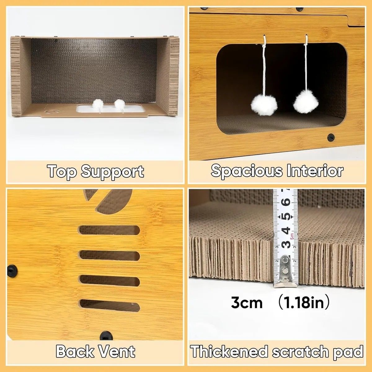 EVERSO - Cama Para Gatos Casa De Madera Cama Gatos Rascador Grande