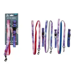 GENERICO - Set de correa y collar diseño de cielo estrellado 2.0cm color aleatorio