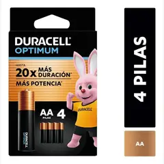 DURACELL - Pila Optimum AA 4 Pilas Doble A, Más Potencia Mas Duracion x20