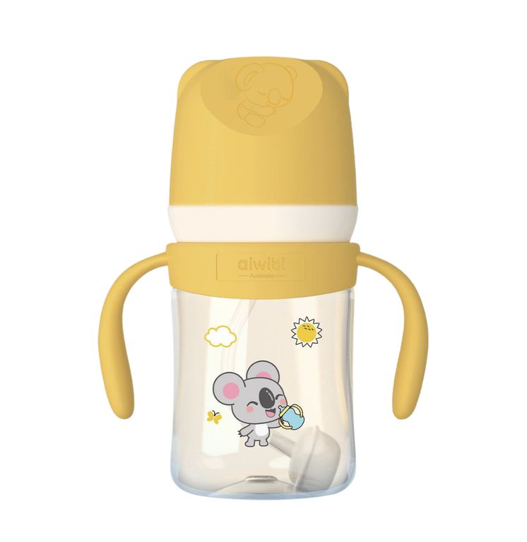 Mamadera Anticolicos Con Asas 180ml Tritan AMARILLO