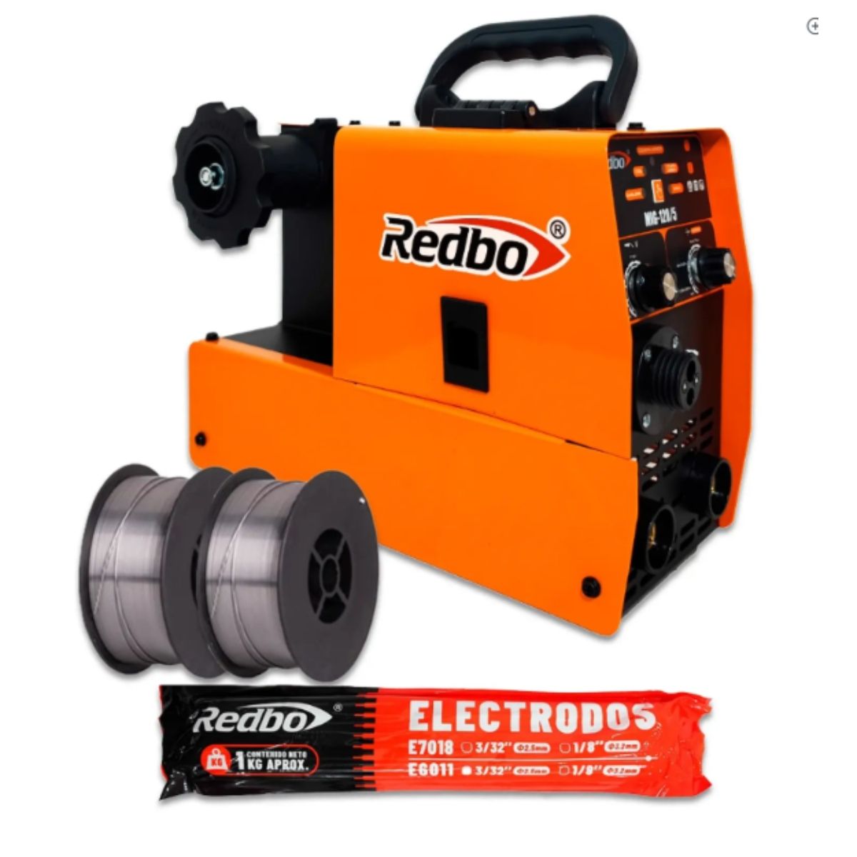 REDBO - Pack Mig 120/5 + 2 Alambres 5 Kg + Electrodo