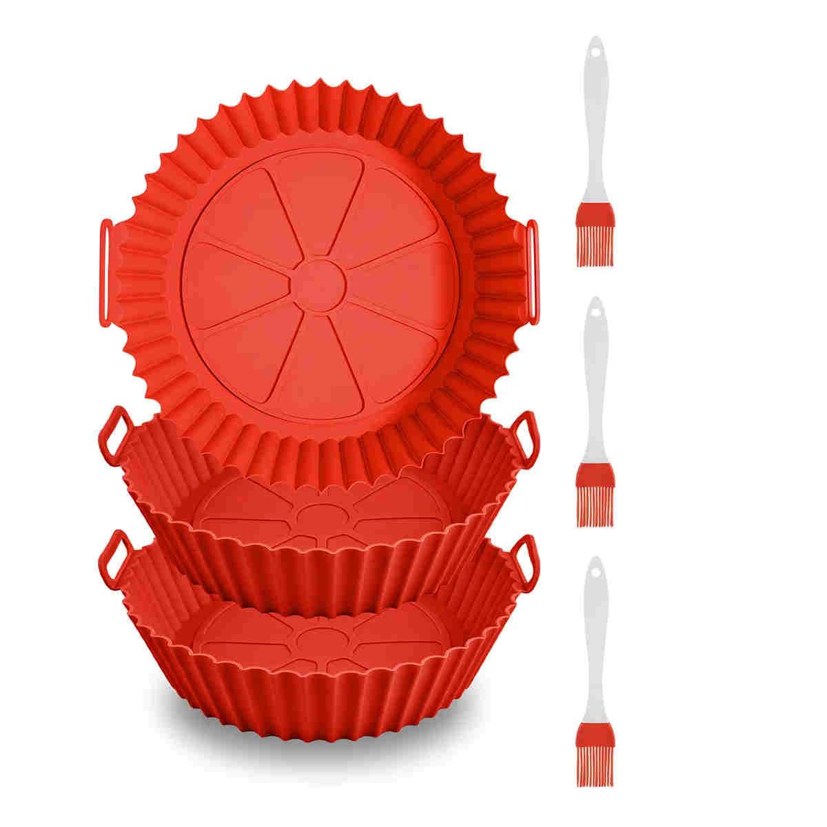GENERICO - Bandeja Silicona Para Freidora Aire Reutilizable Roja Pack 3 BELUG