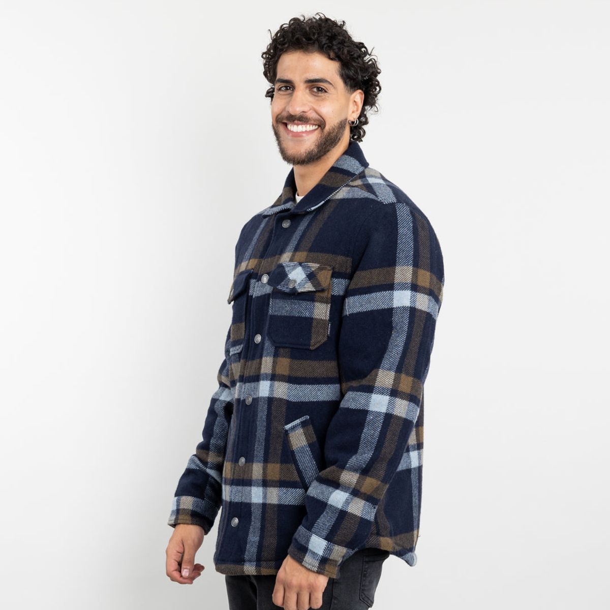 POLEMIC - Chaqueta Campera hombre forrada en Sherpa Leñadora sin gorro Polemic
