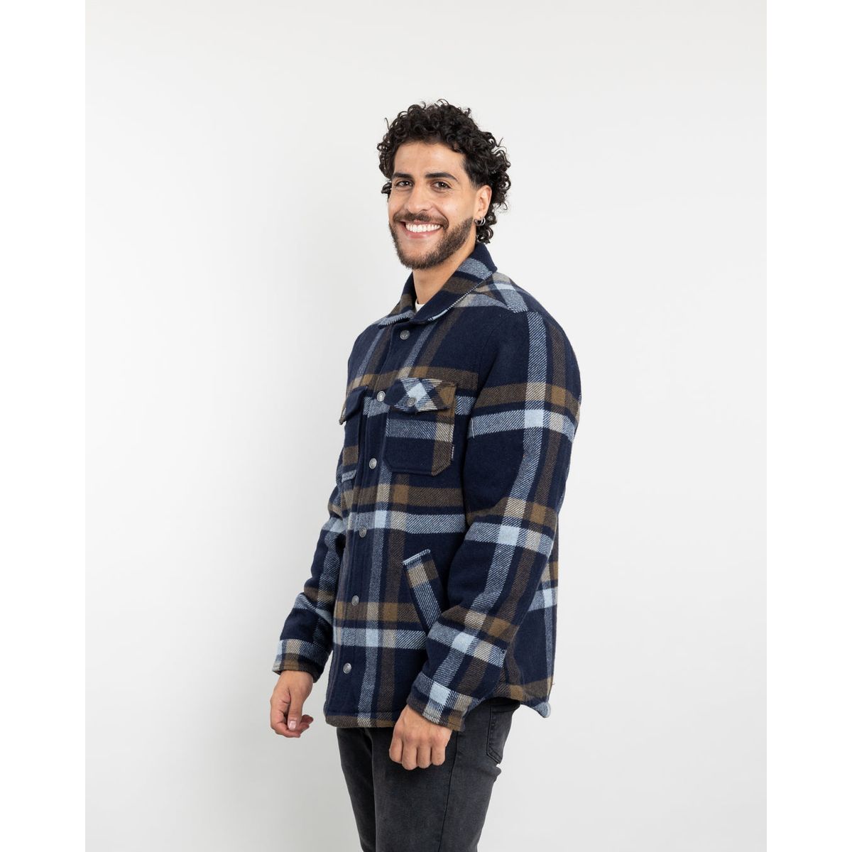POLEMIC - Chaqueta Campera hombre forrada en Sherpa Leñadora sin gorro Polemic