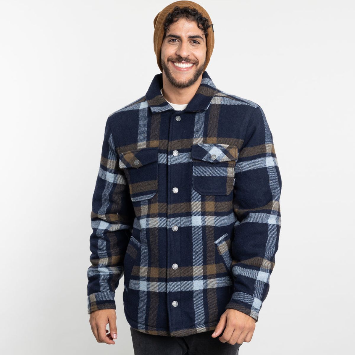POLEMIC - Chaqueta Campera hombre forrada en Sherpa Leñadora sin gorro Polemic