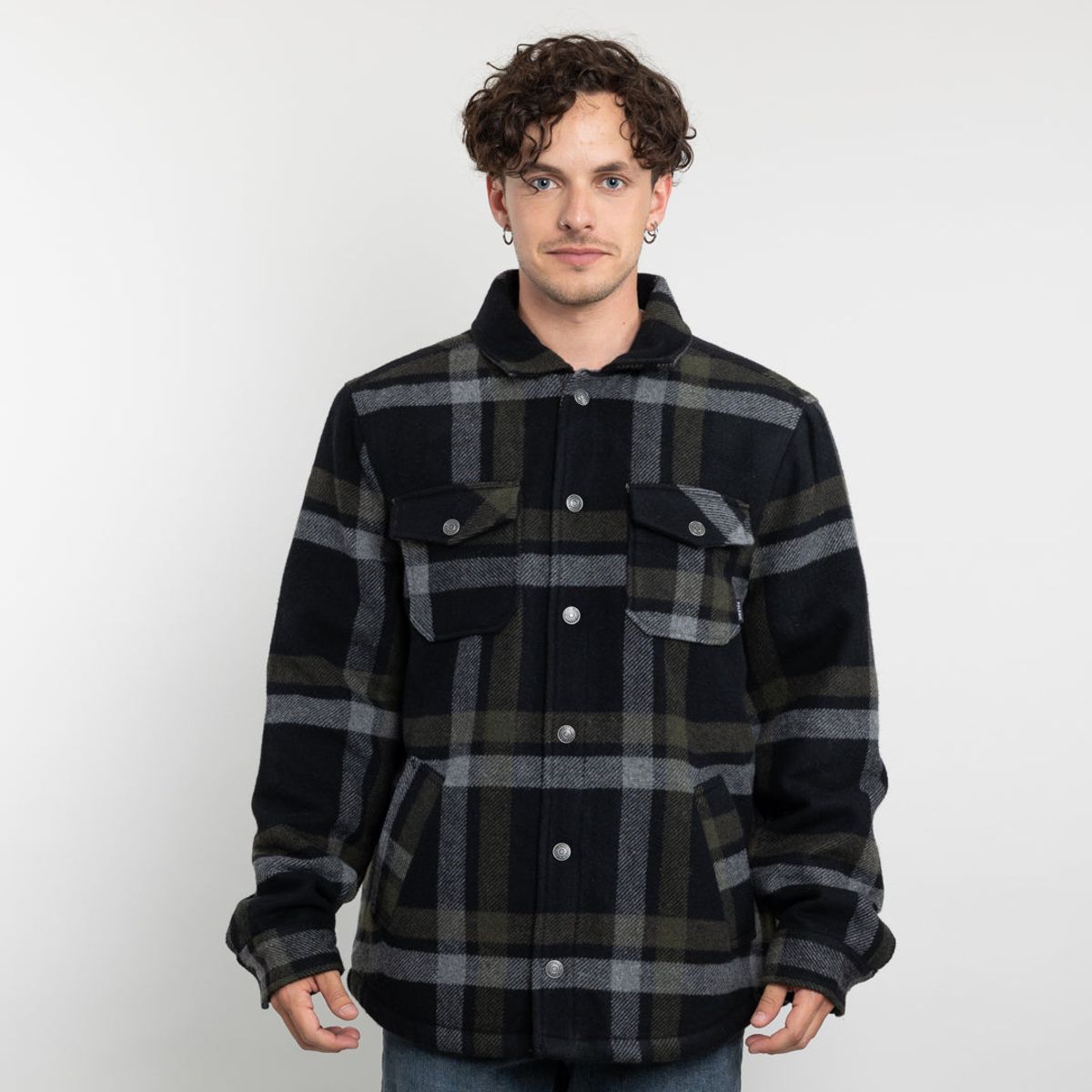 POLEMIC - Chaqueta Campera hombre forrada en Sherpa Leñadora sin gorro Polemic