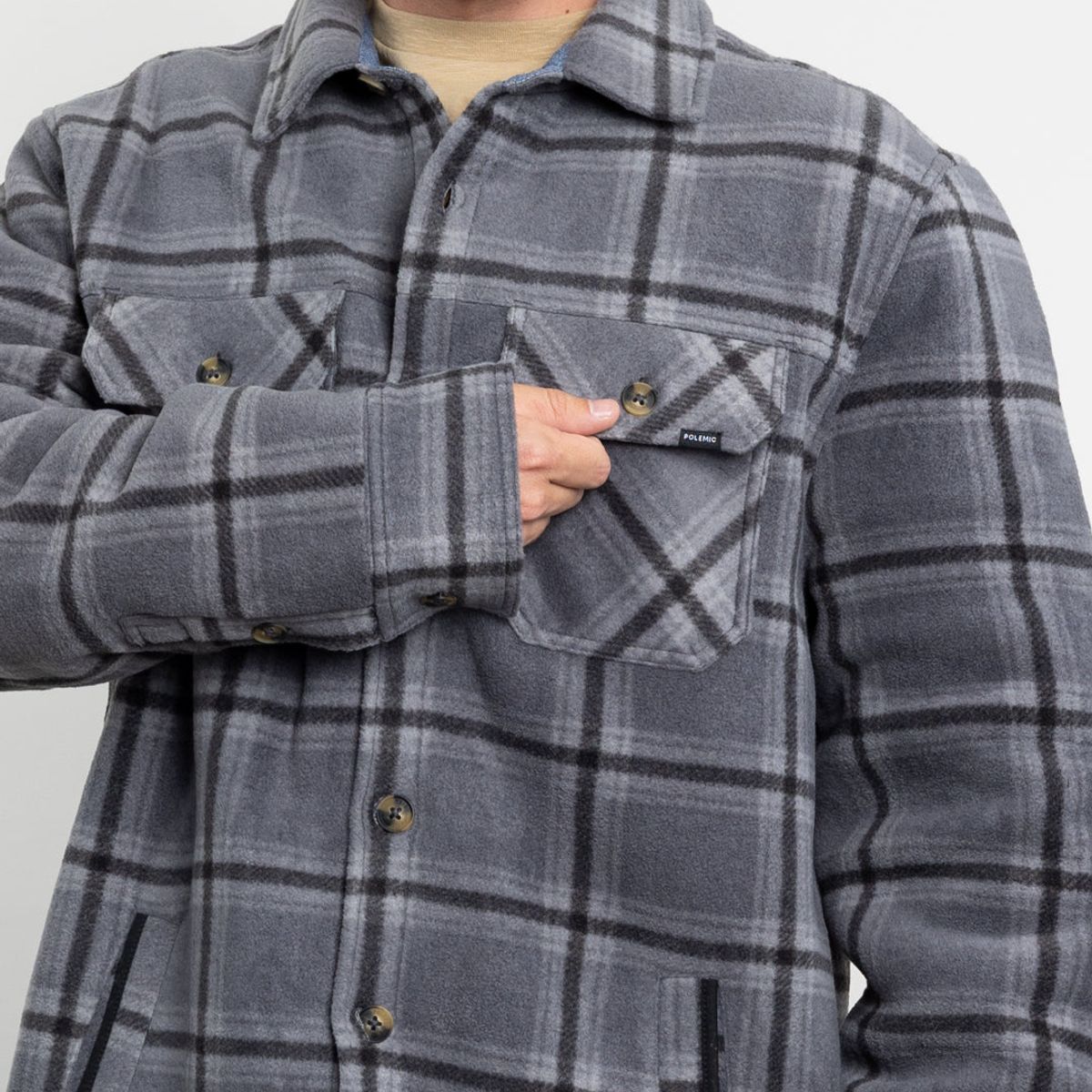 POLEMIC - Chaqueta Campera hombre forrada en Micropolar Leñadora sin gorro Polemic