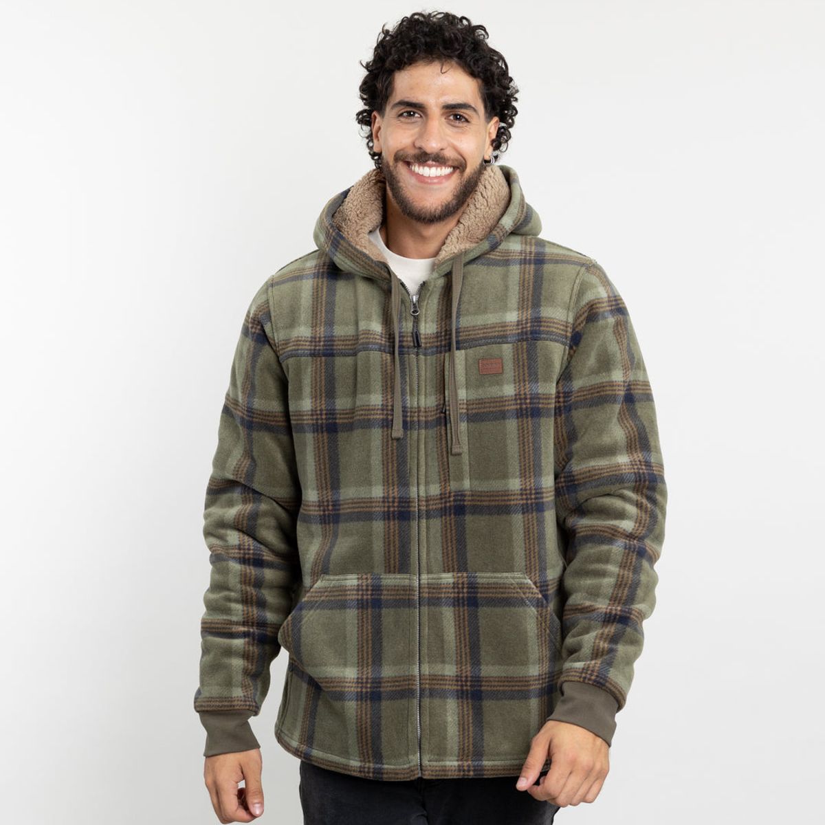POLEMIC - Chaqueta Campera hombre forrada en Sherpa Leñadora con gorro Polemic