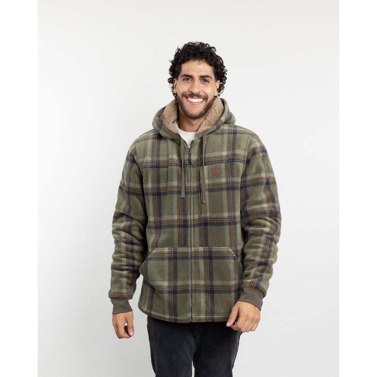 POLEMIC - Chaqueta Campera hombre forrada en Sherpa Leñadora con gorro Polemic
