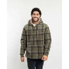 POLEMIC - Chaqueta Campera hombre forrada en Sherpa Leñadora con gorro