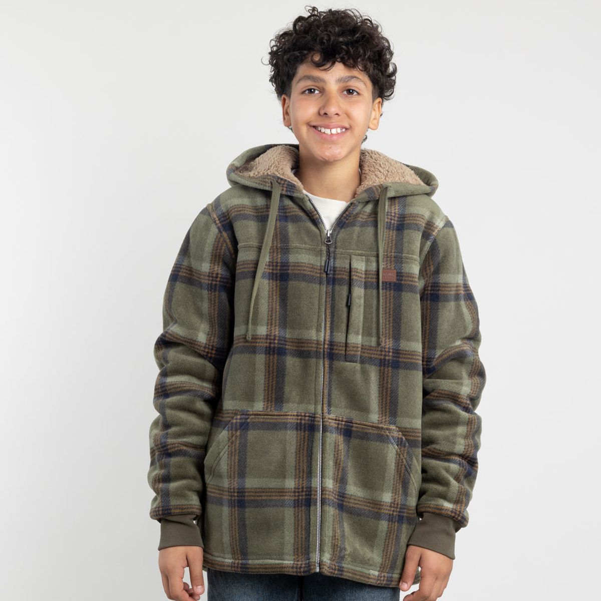POLEMIC - Chaqueta Campera juvenil forrada en Micropolar Leñadora con gorro Polemic