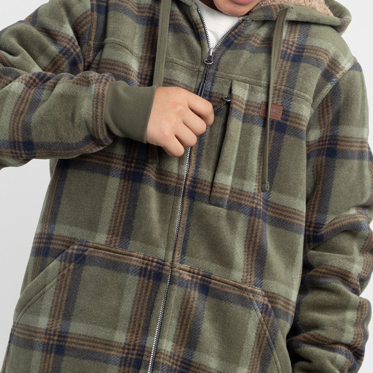 POLEMIC - Chaqueta Campera juvenil forrada en Micropolar Leñadora con gorro Polemic