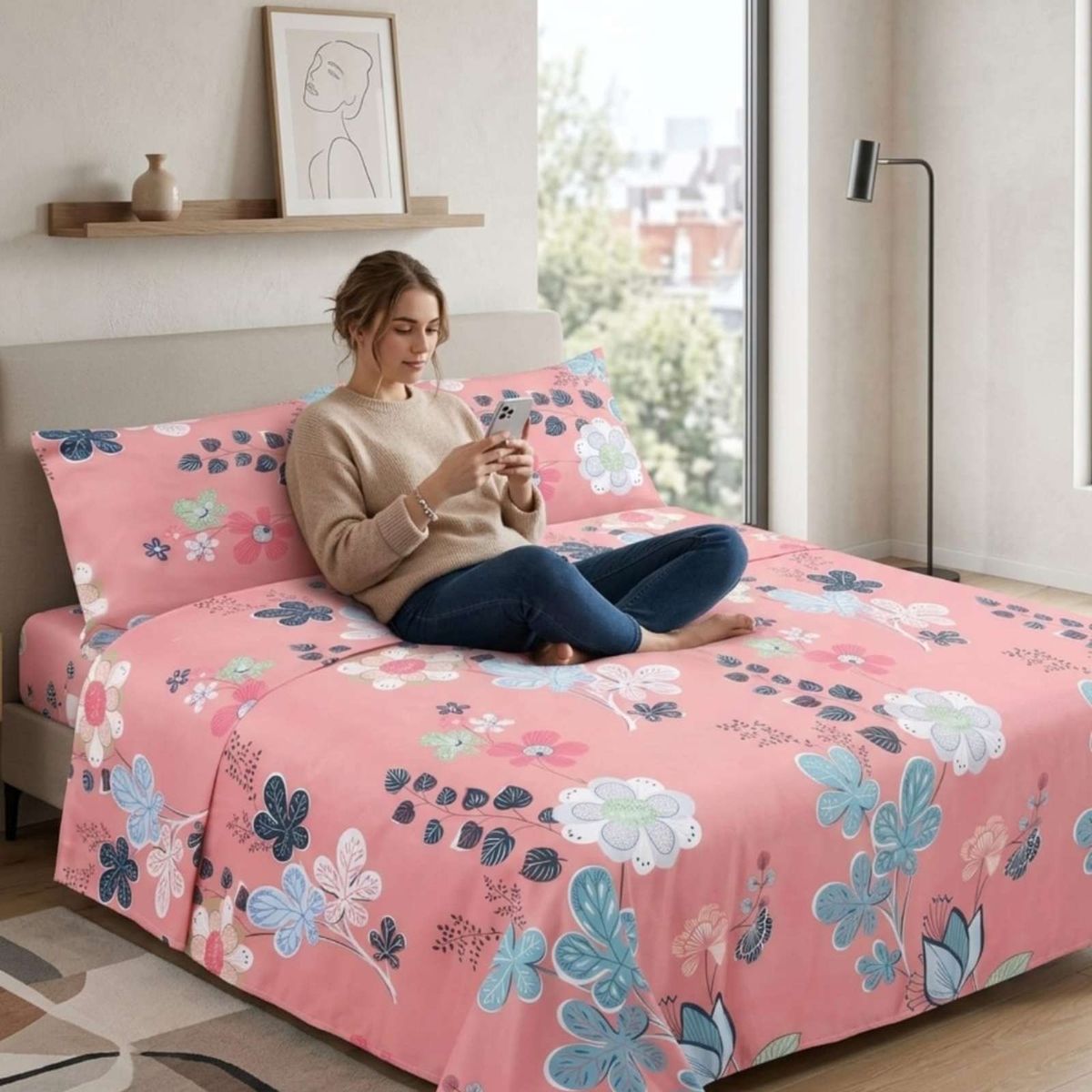 GENERICO - Juego de Sábanas 1,5 plazas Resistencia y Elegancia para tu Descanso Diario