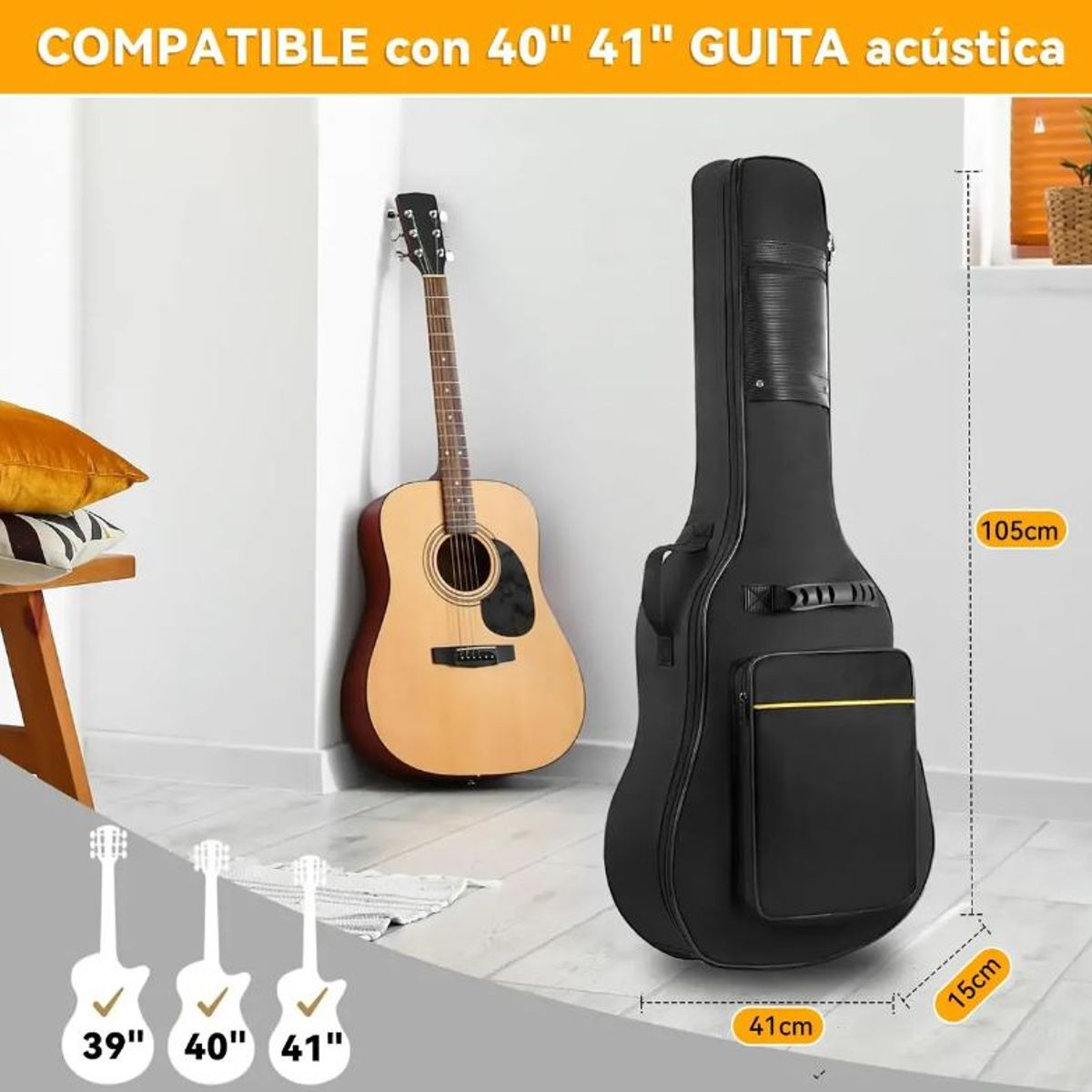 GENERICO - Funda De Guitarra De Tela Oxford Impermeable 38-41in +correa
