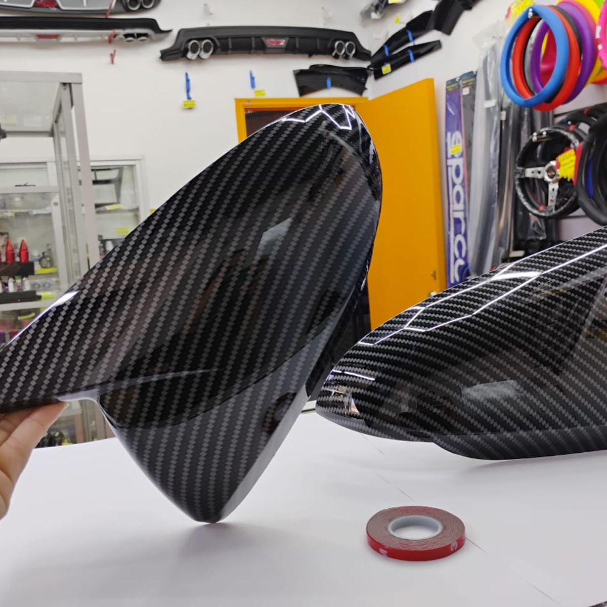 GENERICO - Tapas Espejos Carbono Hyundai Elantra 2017-18 / Accent 2018-23  I30 2017 a 2023 Sin Intermitente