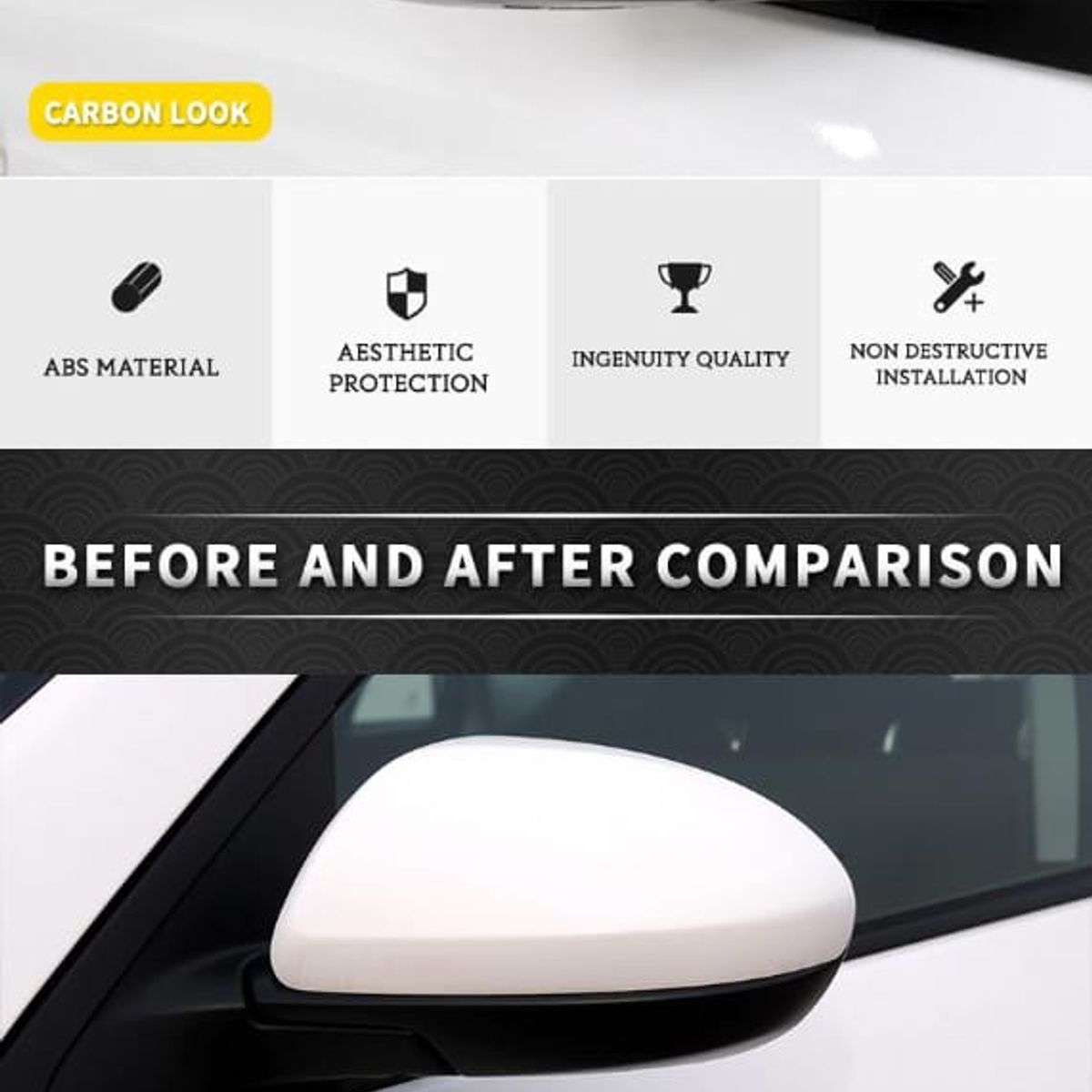 GENERICO - Tapas Espejos Carbono Hyundai Elantra 2017-18 / Accent 2018-23  I30 2017 a 2023 Sin Intermitente