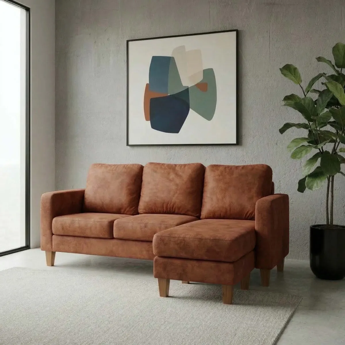 LATAM HOME - Seccional Intercambiable Venecia 3 Cuerpos Cuero Tabaco