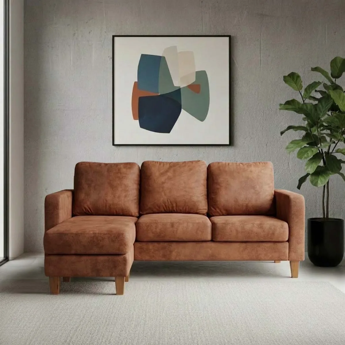 LATAM HOME - Seccional Intercambiable Venecia 3 Cuerpos Cuero Tabaco