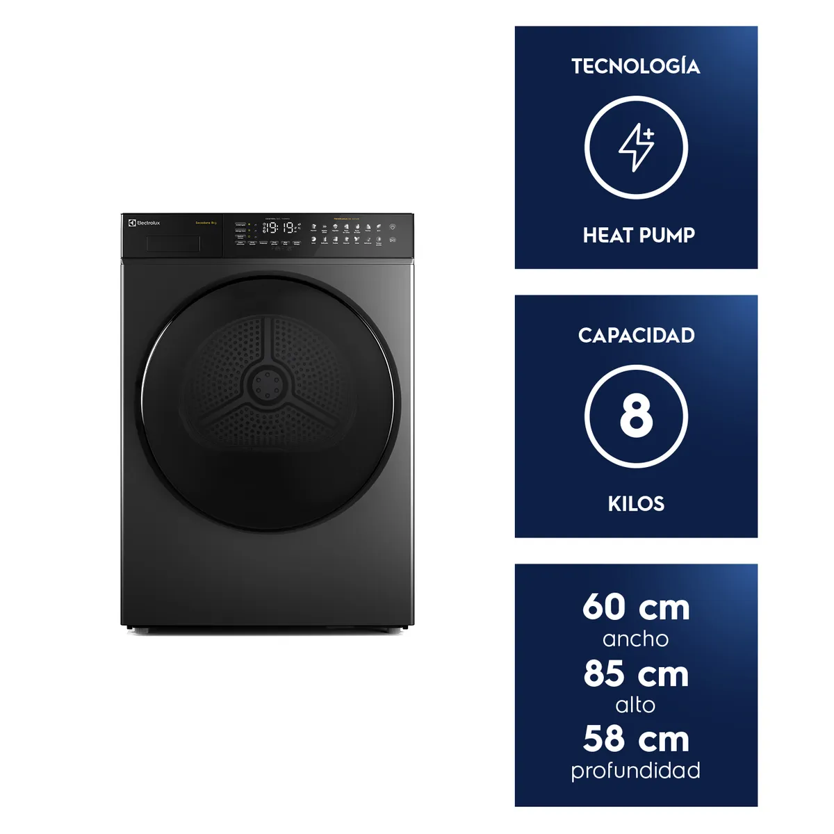 ELECTROLUX - Secadora de Ropa 8Kg Carga Frontal Bomba de Calor ETDHP8SZ