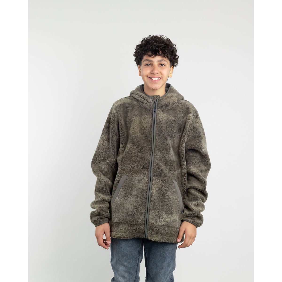 POLEMIC - Polerón Juvenil Mini Sherpa Print con gorro Polemic