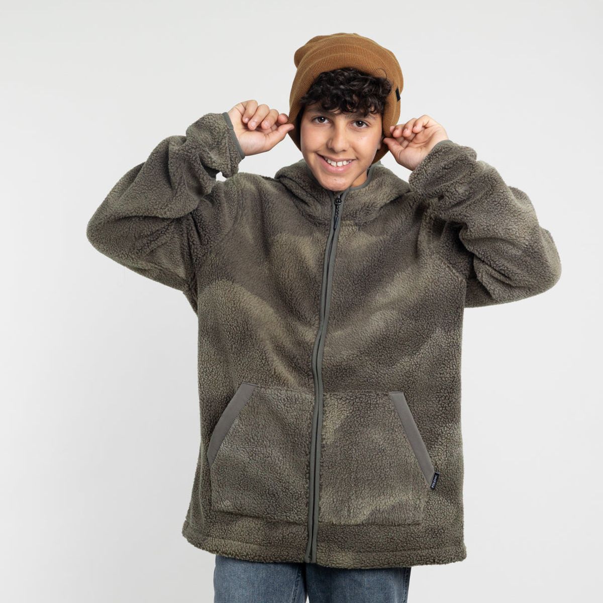 POLEMIC - Polerón Juvenil Mini Sherpa Print con gorro Polemic