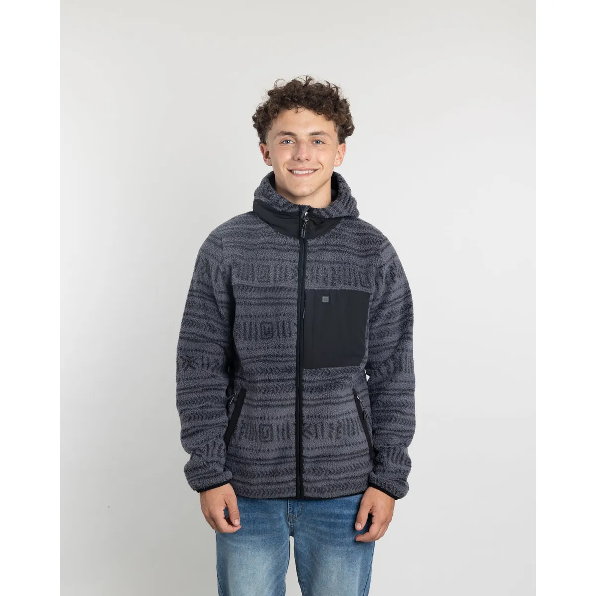 POLEMIC - Polerón Juvenil Mini Sherpa Full estampado con gorro Polemic