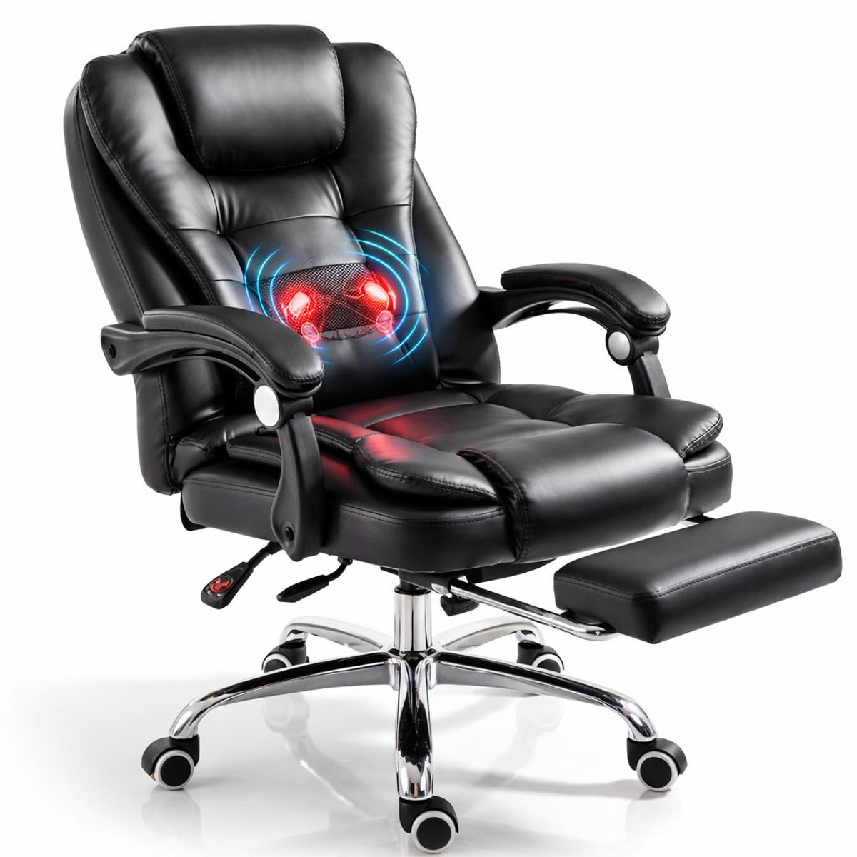 ACTUAL - Silla de Escritorio Ejecutiva Ergonómica Masajeador Reclinable Con Reposapiés