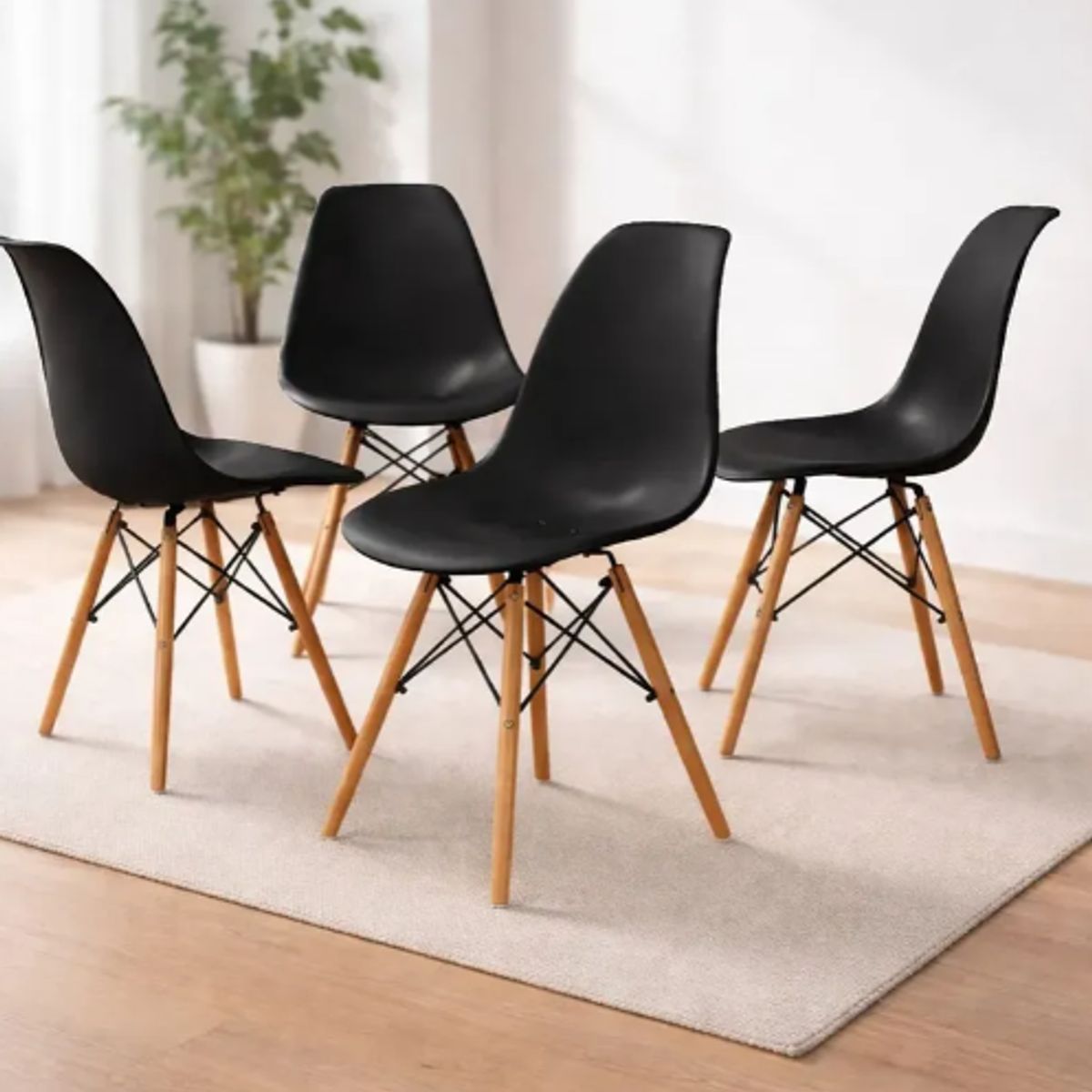GENERICO - Pack de 4 Silla Eames - Negro