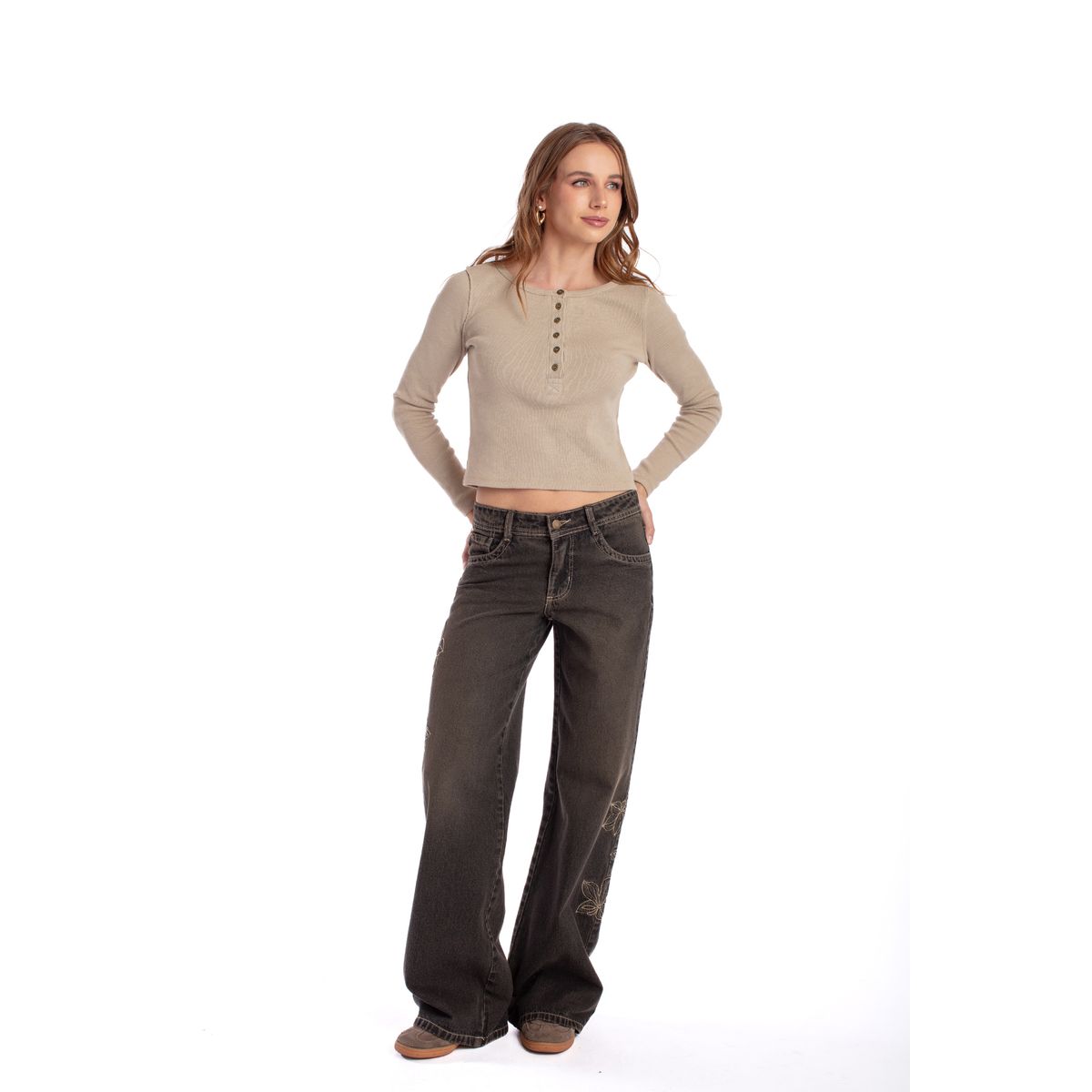 EFESIS - Jeans Wide Tiro Bajo Mujer