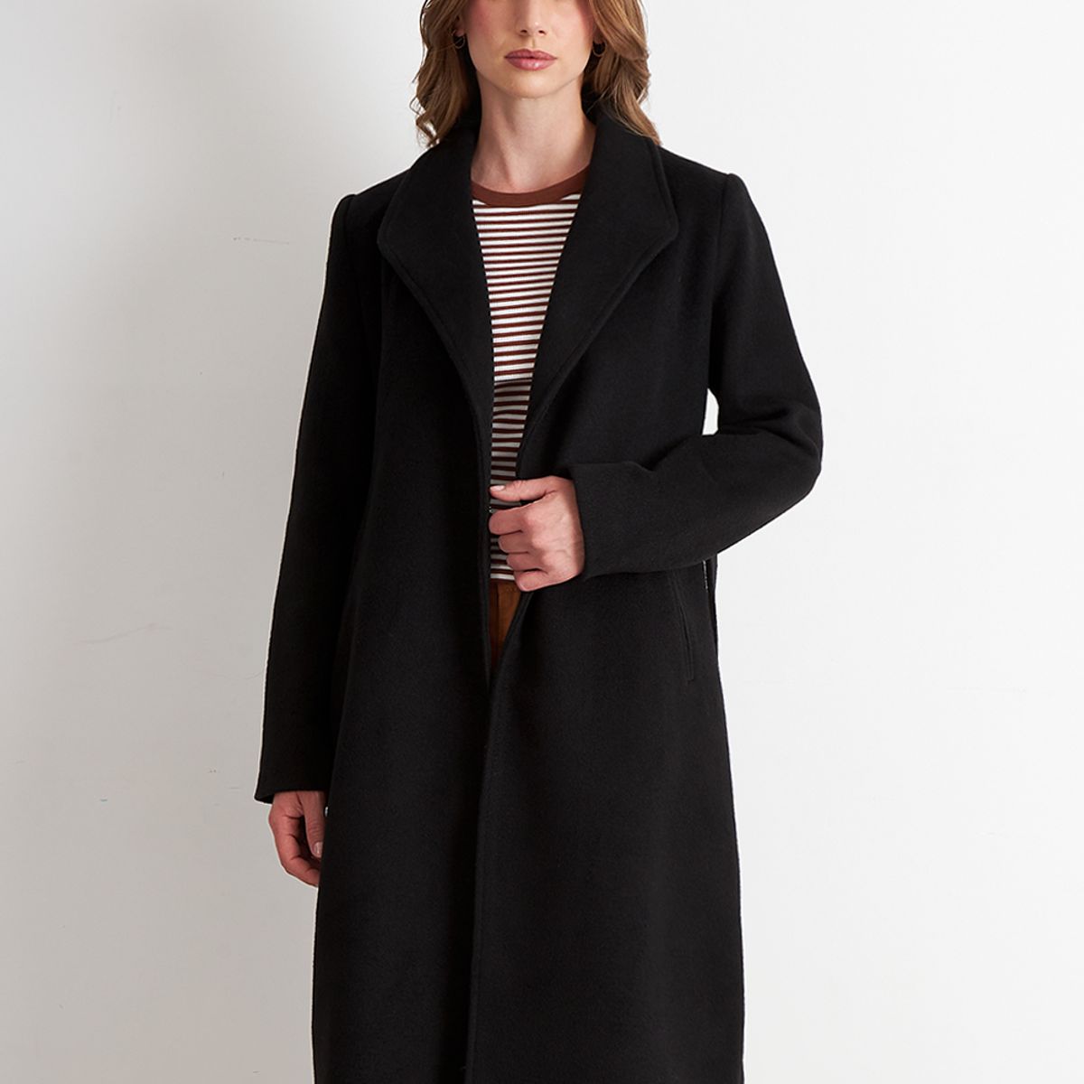 NICOPOLY - Abrigo con Cinturón Hebilla Metálica Negro Nicopoly