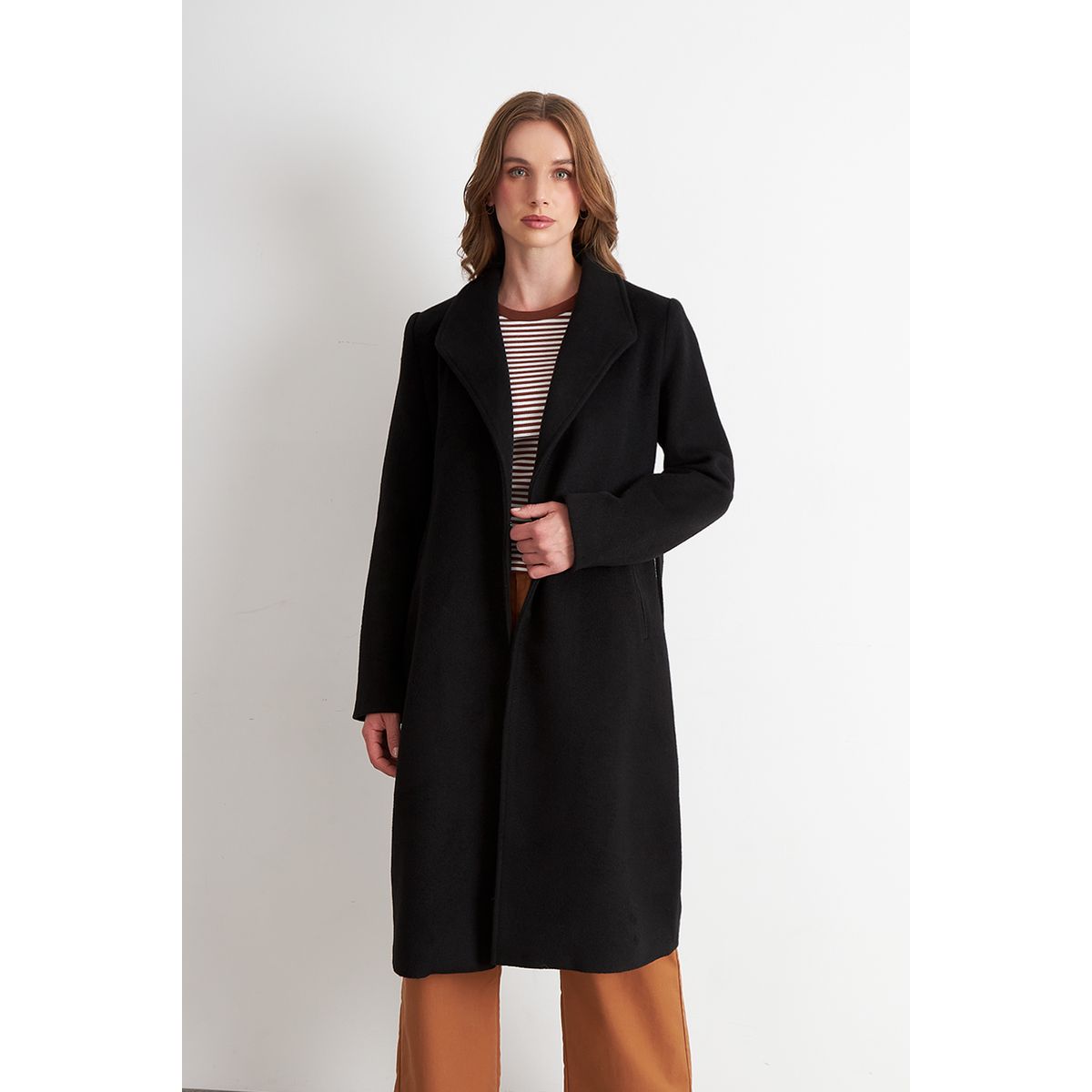 NICOPOLY - Abrigo con Cinturón Hebilla Metálica Negro Nicopoly