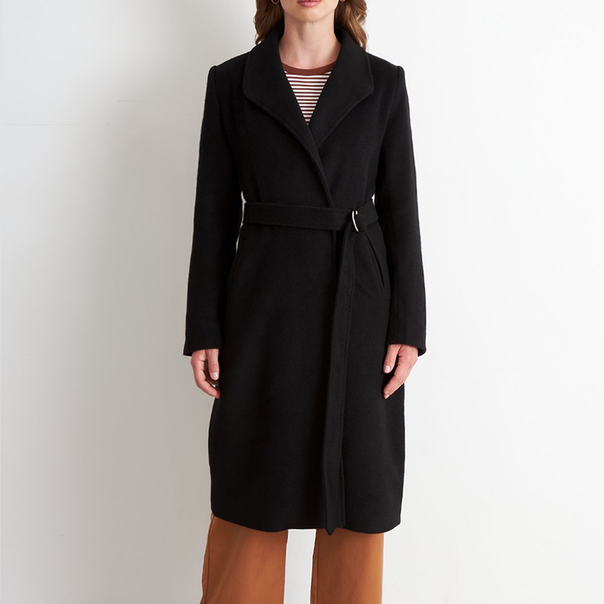 NICOPOLY - Abrigo con Cinturón Hebilla Metálica Negro Nicopoly