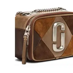 MARC JACOBS - Cartera Snapshot Patchwork Gamuza Café Mujer