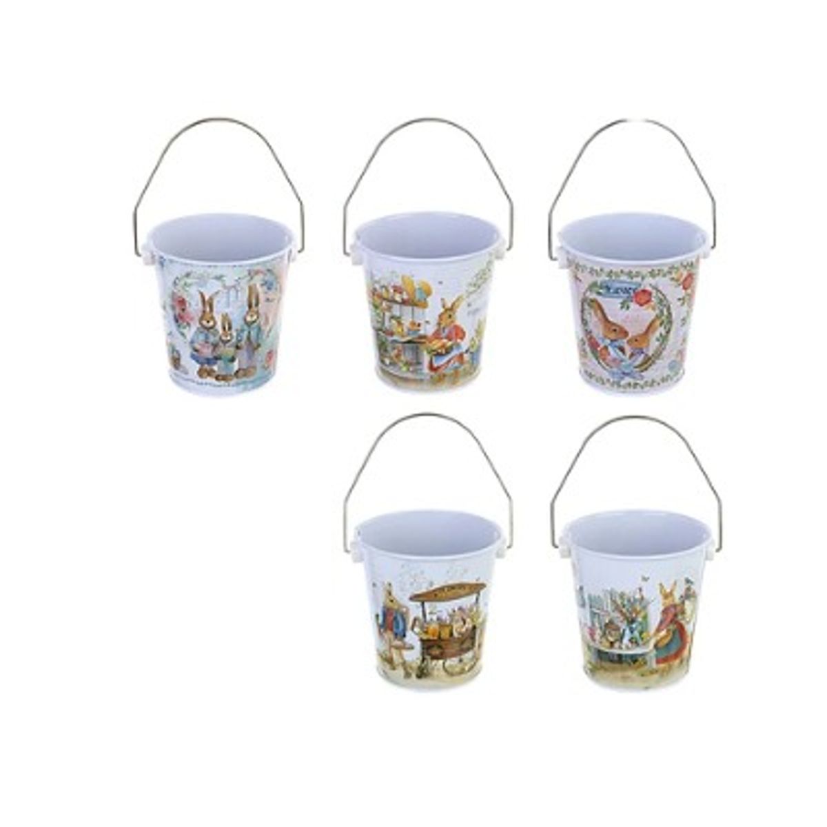 GENERICO - Balde de Pascua Metálico 10x10.5 cm Diseño Aleatorio  Canasto para Huevos y Dulces